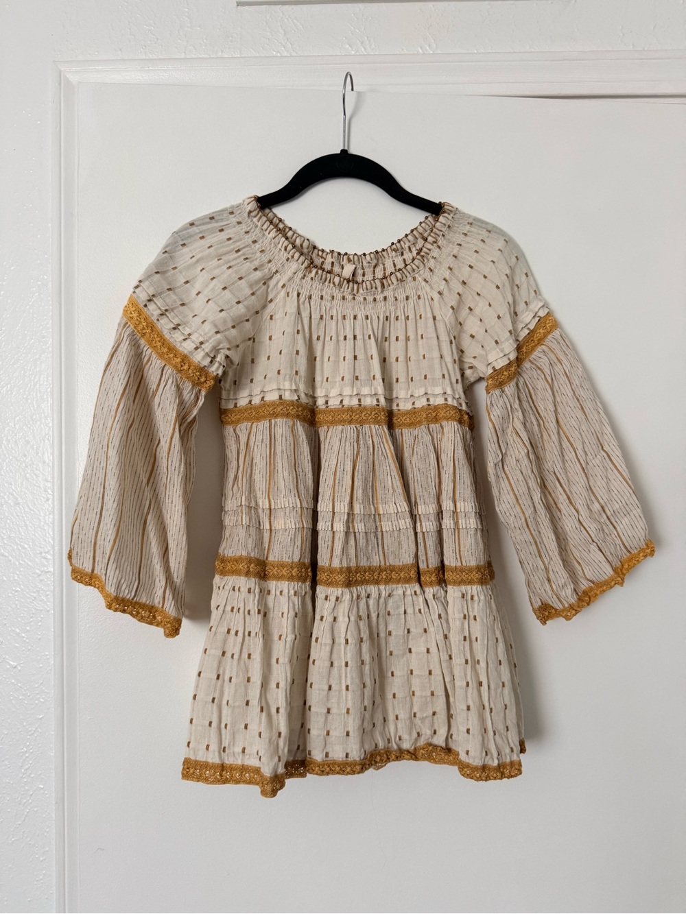 RAGA Cream Blouse with Mustard Dot Detailing